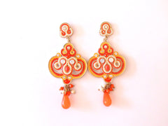 Chandelier Earrings with Orange Drop